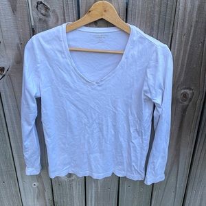 Eddie Bauer Essentials Tee White Activewear Long Sleeve Top Sz L